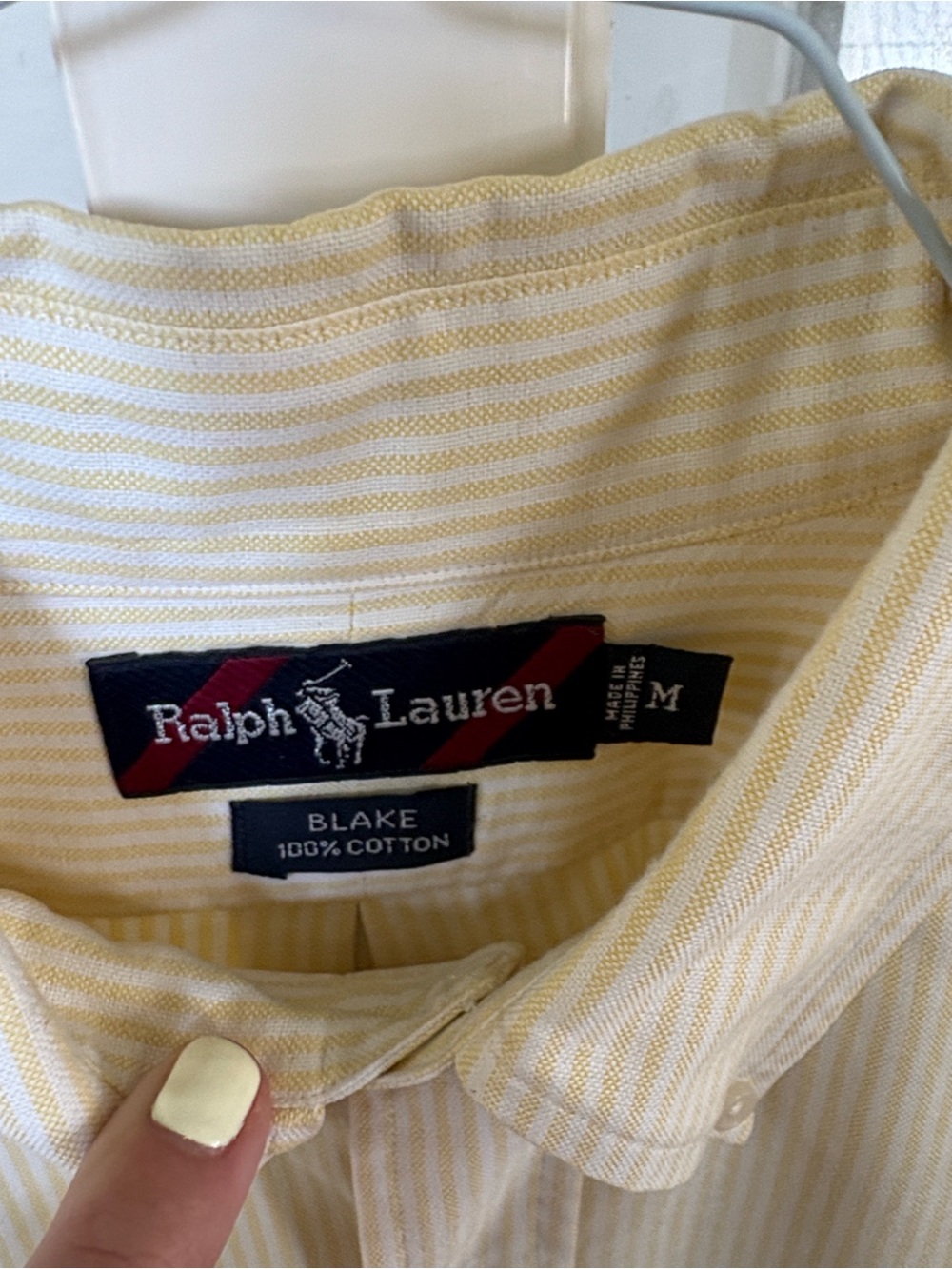 Ralph Lauren Men's Light Yellow Striped Button-Down Shirt